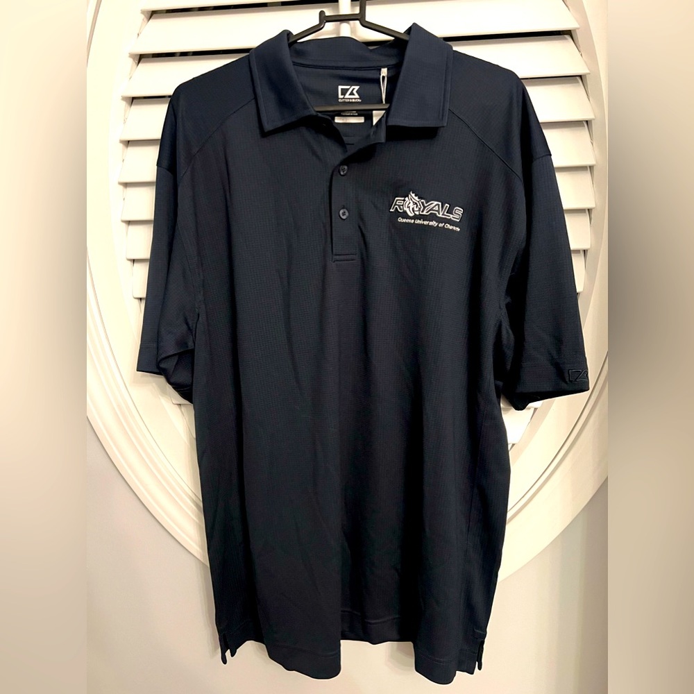 CUTTER&BUCK‎ Queens University navy blue performance polo NWT size Large